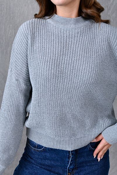 vuvutasarım Women's Modest Off Shoulder Long Sleeve Crew Neck Gray Knitwear Hijab Sweater 1400