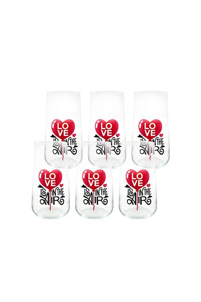 Paşabahçe 420015   6-Piece Love Is in the Air Soft Drink Cup 470 Cc