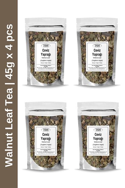 TOS The Organic Spices 45 Gr Walnut Leaf Tea - 4 Pieces Walnut Leaf Tea Juglans Regia Advantageous Set