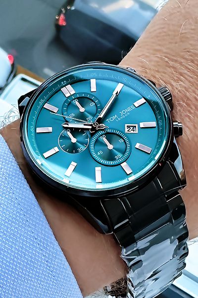 Tom Jones Men's Watch with Calendar 3 Atm Waterproof Steel Band Bracelet Gift Gtje2058C3