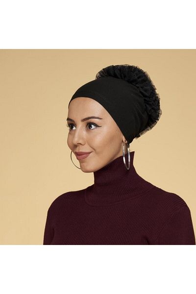 Shalista Buy 4 Pay 3 Ruffled Stitched Bonnet, Black - Cotton - Combed Cotton