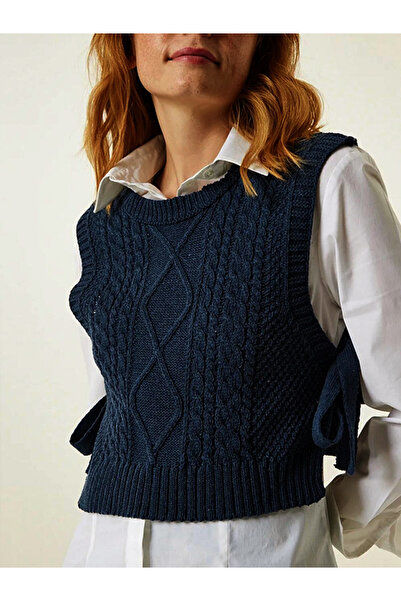 YUGA KNİTTİNG ЖІНОЧИЙ СВЕТР З БОКОВОЮ ЗАСТІБКОЮ ТА ДЕТАЛЯМИ З ОРГАНЗИ