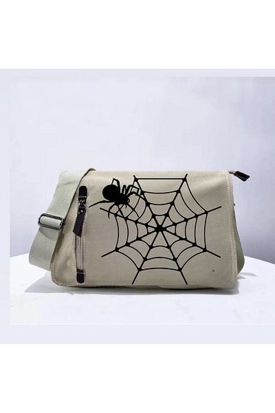 Touz Moda Spider Web Unisex Beige Messenger Bag