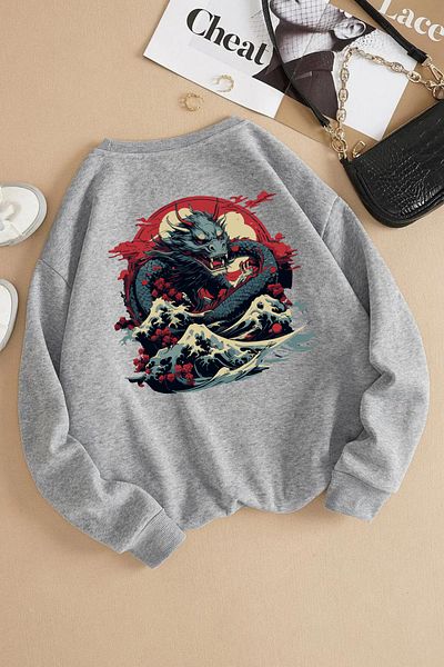 Massgai Unisex Dragon Ιαπωνικό Anime με μοτίβο - Φούτερ με κουκούλα με λαιμόκοψη
