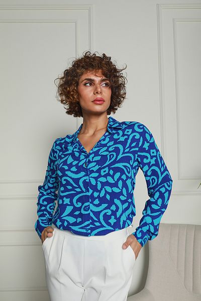 Butik Cămașă din viscoză cu model albastru 1500060