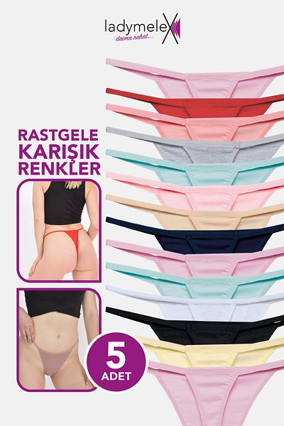 LadyMelex Дамски прашки, перфектна есен, g стринг прашки (S-M-L-Xl) 5 части прашки в произволен цвят, 100% мек памук