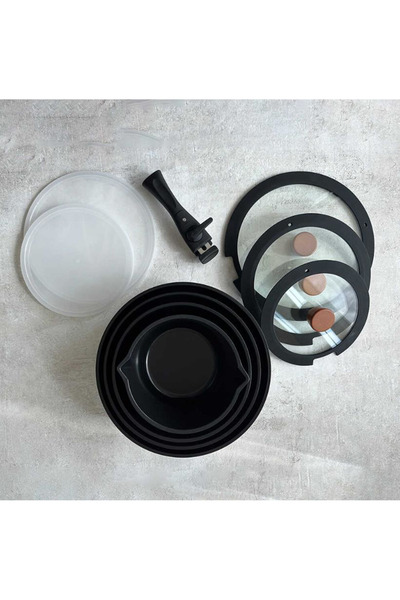 NEOFLAM Midas Black 11-Piece Detachable Safety Handle Nesting Induction Pot Pan Set