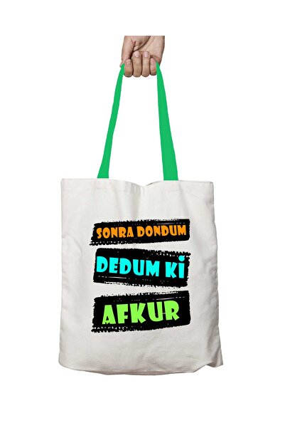 ART HEDİYE حقيبة كتف قابلة للغسل بمقبض أخضر من Dedum Ki Afkur باللون الأسود