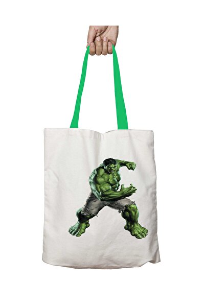 ART HEDİYE حقيبة كتف HULK باللون الأخضر العملاق قابلة للغسل بمقبض أخضر