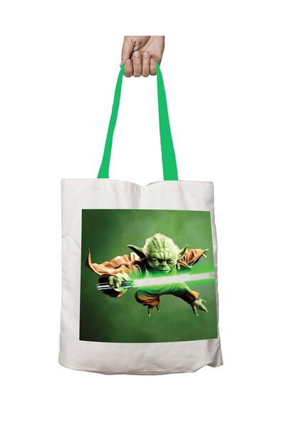 ART HEDİYE حقيبة كتف ستار وورز يودا قابلة للغسل بمقبض أخضر