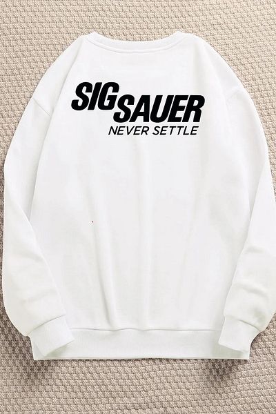 Massgai Hanorac oversize unisex cu imprimeu Sig Sauer - Hanorac cu gât crew