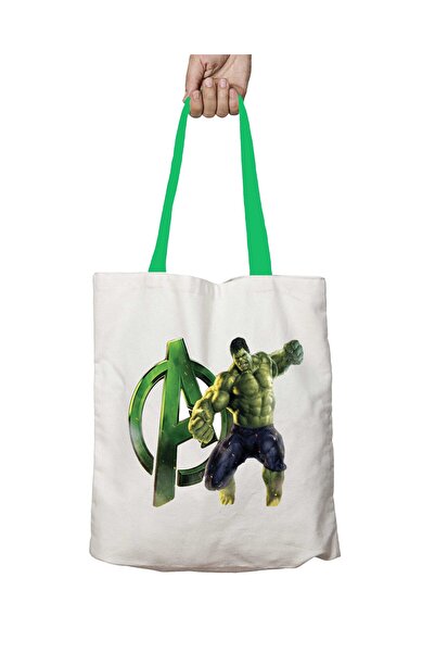 ART HEDİYE حقيبة كتف أفنجرز هالك أفنجرز مارفل قابلة للغسل بمقبض أخضر