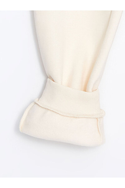 LC Waikiki Bej Beli Lastikli Kız Çocuk Kalın Jogger Eşofman Altı