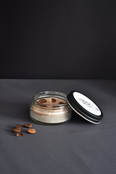 Küçük Cam Kavanoz Mum 50 ml | Kahve | Soya Wax + Balmumu | Kahverengi