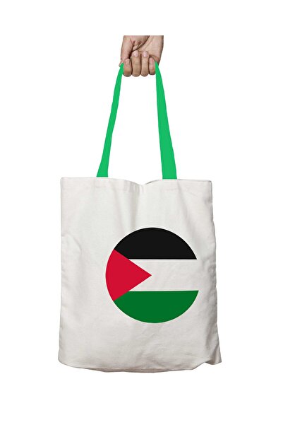 ART HEDİYE حقيبة كتف قابلة للغسل بعلم فلسطين بمقبض أخضر