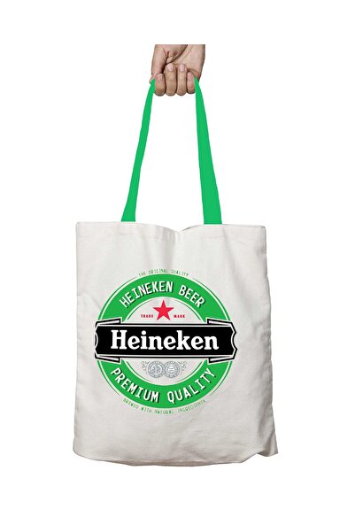 ART HEDİYE Τσάντα ώμου που πλένεται με λογότυπο Heineken Beer με πράσινη λαβή