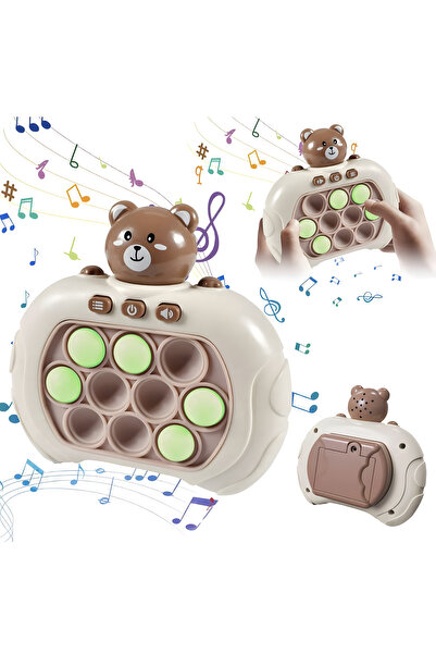 Toys Elektronik Popit Oyunu Ayıcık Hızlı İtme Oyun Konsolu Sesli Işıklı