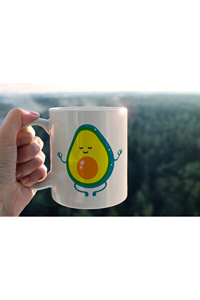 HEDİYENE BAK كوب شاي القهوة السيراميكي المطبوع بالأفوكادو اللطيف