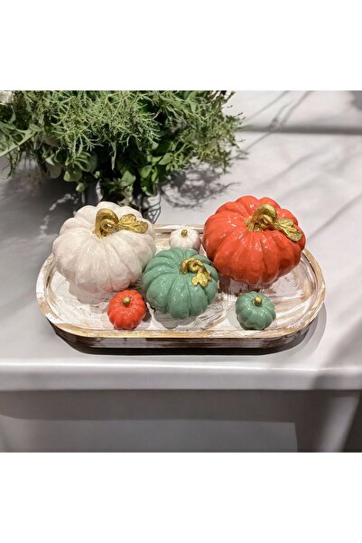 Roses BALKABAĞI DEKORATİF SET OBJE BIBLO HALLOWEEN PUMPKIN HEDİYELİK