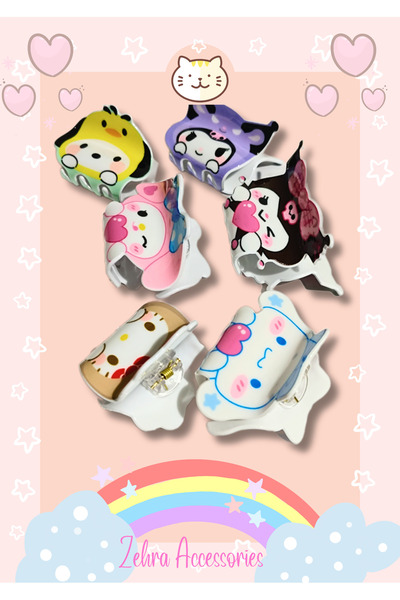 Zehra Aksesuar Hello Kitty ve arkadaşları figürlü akrilik mandal toka(kuromi,...