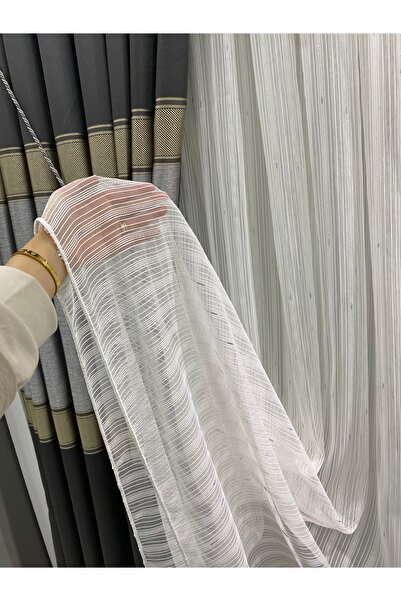 beatiful Tulle Curtain Silver Striped 1/3 Tight Pleated Pipe Pleat Heavy Weight New Season