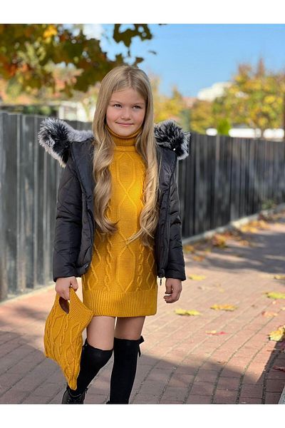 KOKOŞ BEBEK Knitwear Dress with Bag Gift