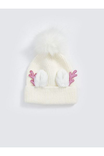 LC Waikiki LCW ACCESSORIES Ecru Pompom Detaillierte Baskenmütze für Mädchen