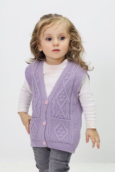 Cloudy Kids Baby Girl Buttoned Knitwear Cardigan & Vest