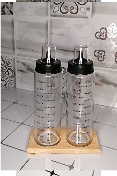 OZCMAX 2 Adet Ahşap Yağdanlık Altlığı 2 Bölmeli Yağlıkk Sosluk Standı (Hu) bej