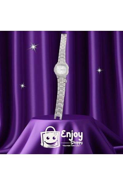 Enjoy ساعة يد نسائية مرصعة بالأحجار ساعة فولاذية Iced Aude