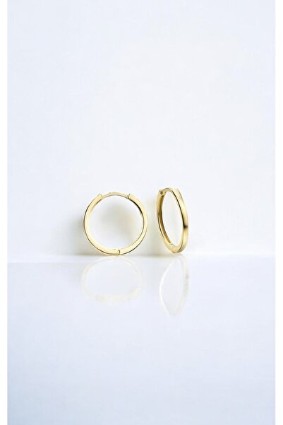 jelux silver Gümüş 925 Ayar 14 mm Halka Model Minimalist Gold Küpe