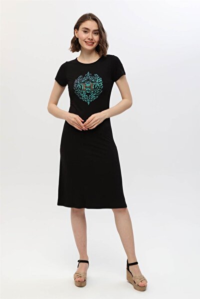 HomeStore Elbise Taşli *h* Yanardöner Baskılı - Siyah