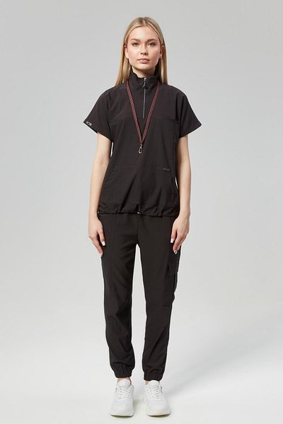Çatı Medikal Extreme Cool Woman - Set de uniforme pentru medic și asistentă din Lycra Premium în două direcții (FEMEI), cărbune