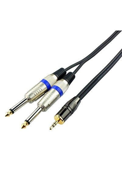 YKA Bilgisayar-Amfi Kablosu 3.5 mm Stereo 2 x 6.3 mm Kablo 3 Metre