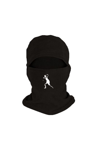 Fanze Black Tennis Printed Fleece Snow Mask - Rnz2120