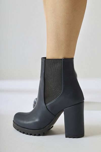 Limoya Γυναικείες μπότες Dorsaf Navy Blue Oval Toe Elastic Heeled, Γυναικεία μποτάκια