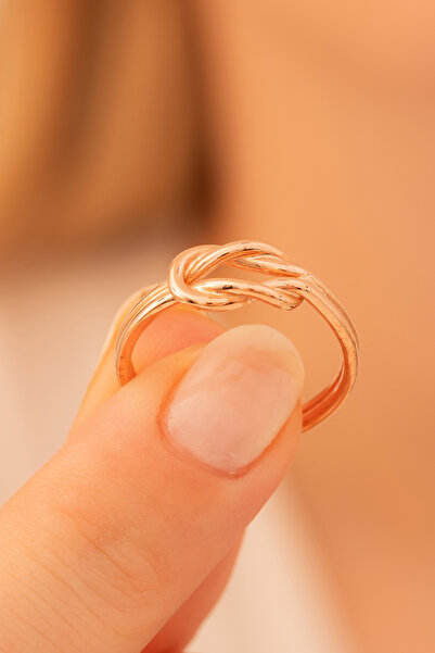 OSMANLI GÜMÜŞ Kadın Gümüş Yüzük - El Işçiliği Rose Kaplama Aşk Düğümü Kadın Y...