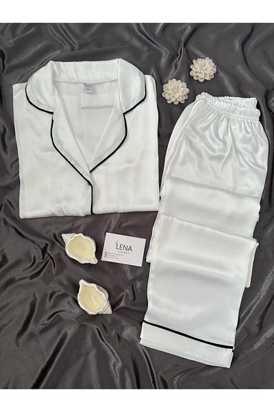 Lena Homewears Women's Satin Moment 2' Li Short Sleeve Pajamas Set