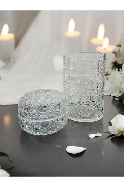 AYZ HOME Glass Napkin Holder and Dump - Cut Crystal