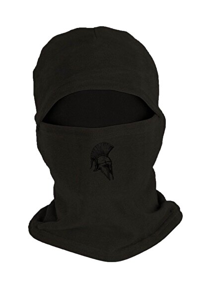 Fanze Savaş Başlığı Baskılı Kışlık Polar Kar Maskesi Siyah rnz1322