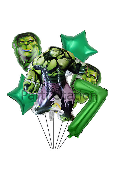Parti Station Avengers Hulk 7 Yaş Doğum Günü Balon Set Hulk Tema Doğum Günü P...