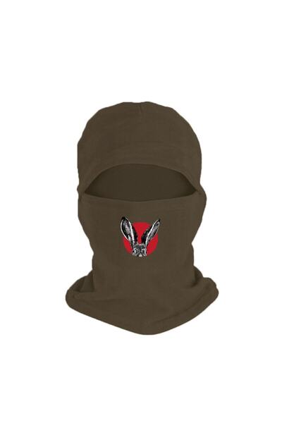 Fanze Mască de zăpadă din lână polară cu urechi lungi și imprimeu iepure de i...