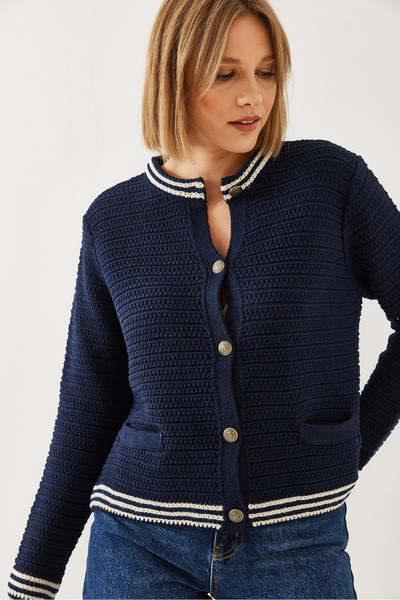 Bianco Lucci Women's Buttoned Pocket Detailed Knitwear Cardigan 20246247