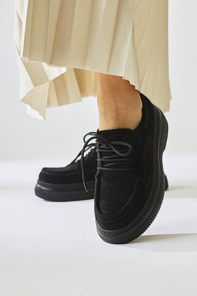Limoya Pantofi casual de damă Laurina din piele intoarsa neagra cu siret