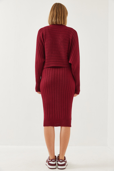 Bianco Lucci Women's Knitwear Strap Dress Sweater Double Set