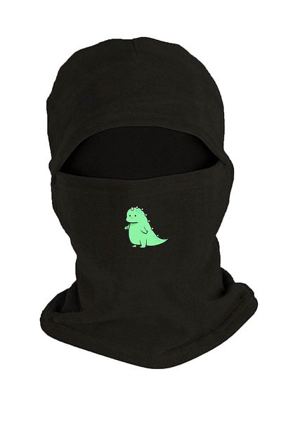 Fanze Black Dinosaur Printed Winter Fleece Snow Mask - Rnz3269