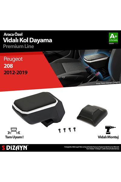 S Dizayn Peugeot 208 Gray Armrest Armrest S-Design Abs with Screws a Quality 2012-2019