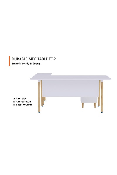 Mahmayi TJ HYT34-18L White Executive Workstation with 303-2 Wooden Storage Unit