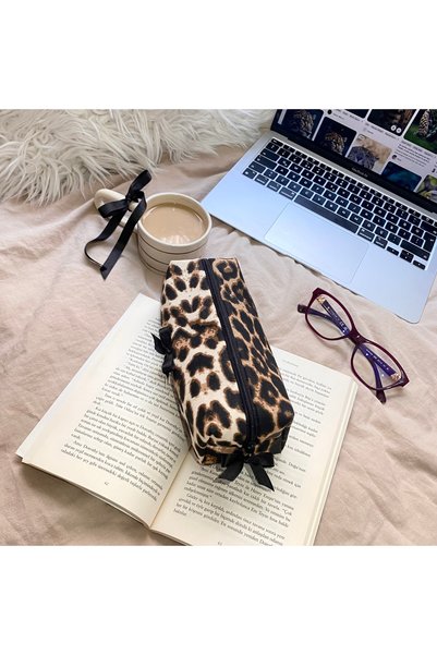Generic Brand Suport pentru stilou cu model leopard/cutie de machiaj