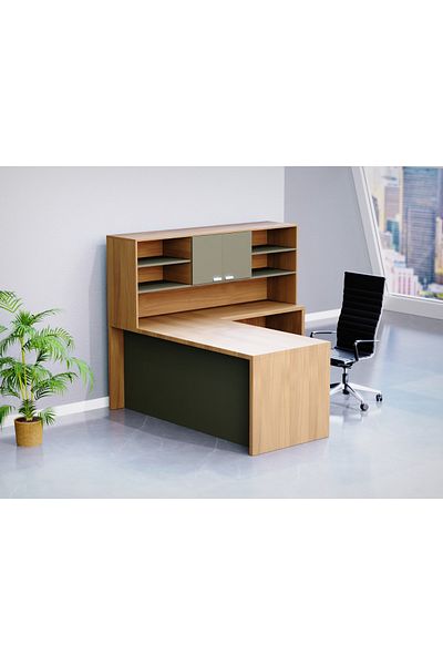 Mahmayi Natural Dijon Walnut-Lava Grey ED-LDN-LG Executive Desk